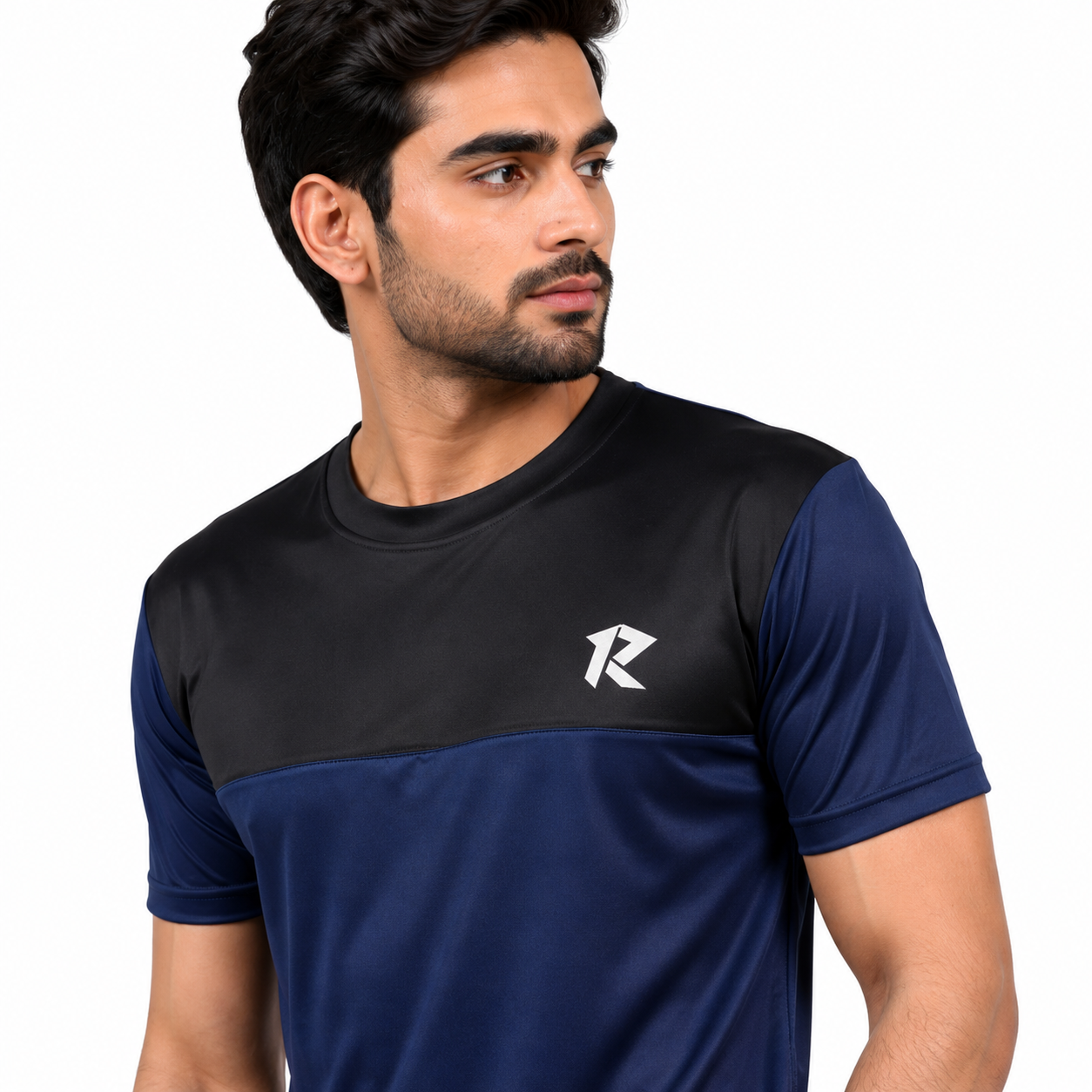 Summer Drifit Panel Tracksuit - Black & Navy Blue