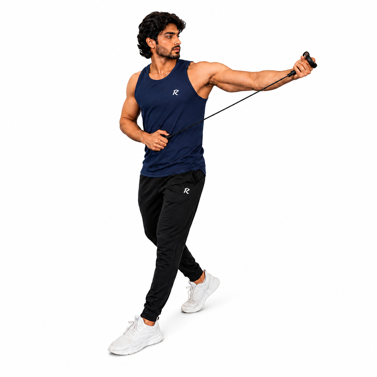 Grill Mesh Modern Tank Top - Navy Blue