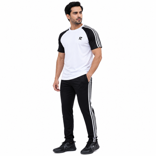 Summer Tri Liner Tracksuit - Black & White