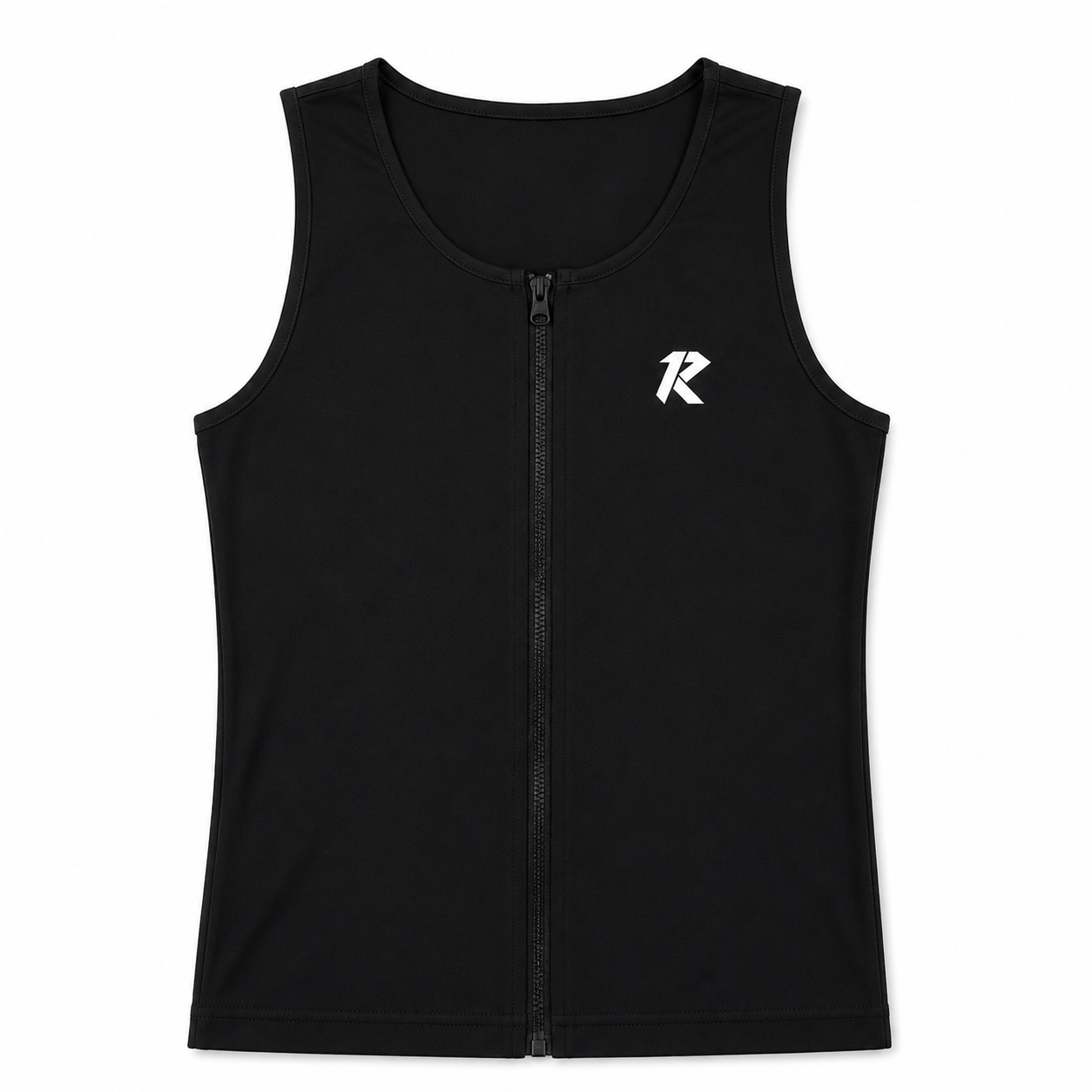 Women Sleeveless Performance Zipper Top - Black