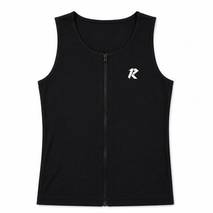 Women Sleeveless Performance Zipper Top - Black