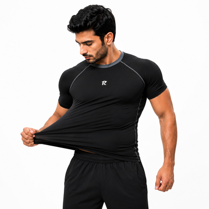 Contour Raglan Sleeve Compression Shirt - Black