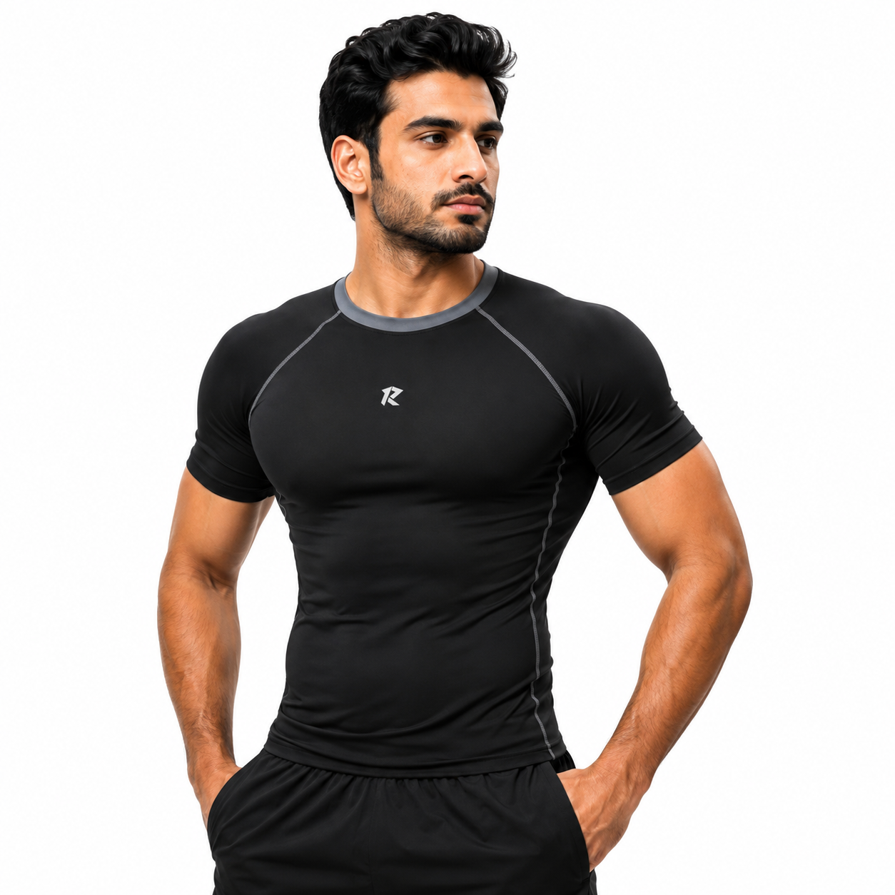 Contour Raglan Sleeve Compression Shirt - Black