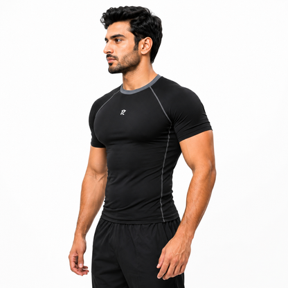 Contour Raglan Sleeve Compression Shirt - Black