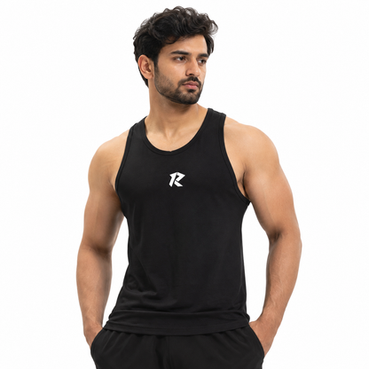 Cotton Spandex Tank Top - Black
