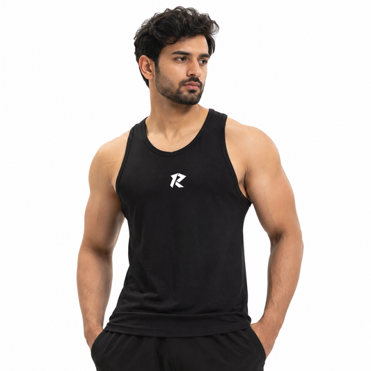 Cotton Spandex Tank Top - Black