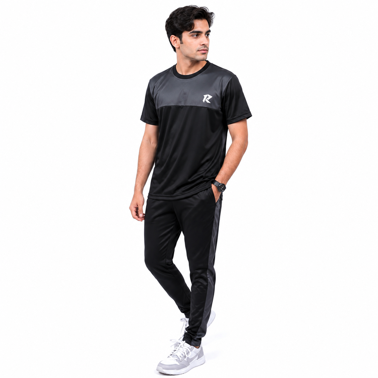 Summer Drifit Panel Tracksuit - Grey & Black