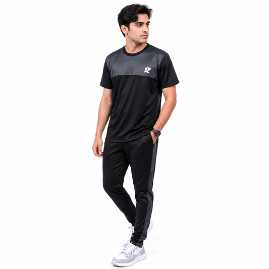 Summer Drifit Panel Tracksuit - Grey & Black