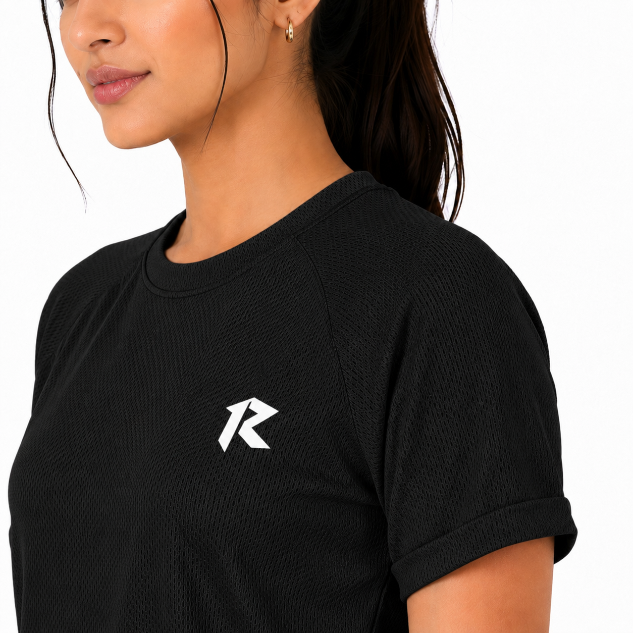 Women Mesh Performance Tee - Black