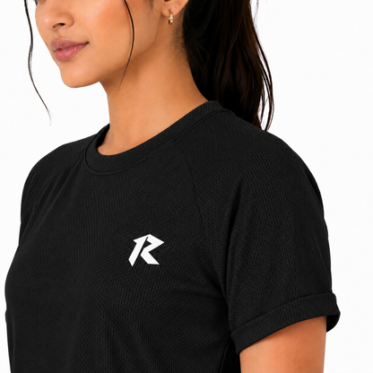 Women Mesh Performance Tee - Black