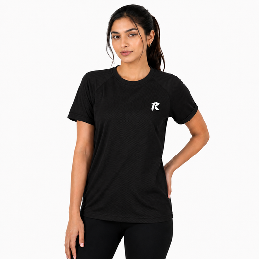 Women Mesh Performance Tee - Black