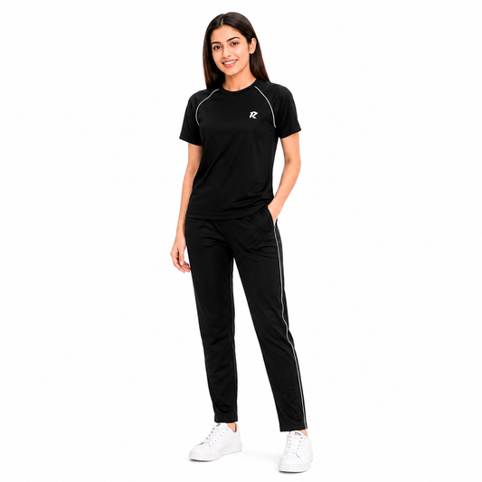 Summer Raglan Sleeve Tracksuit - Black