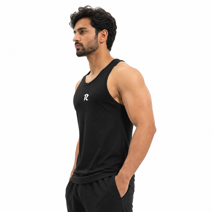 Cotton Spandex Tank Top - Black
