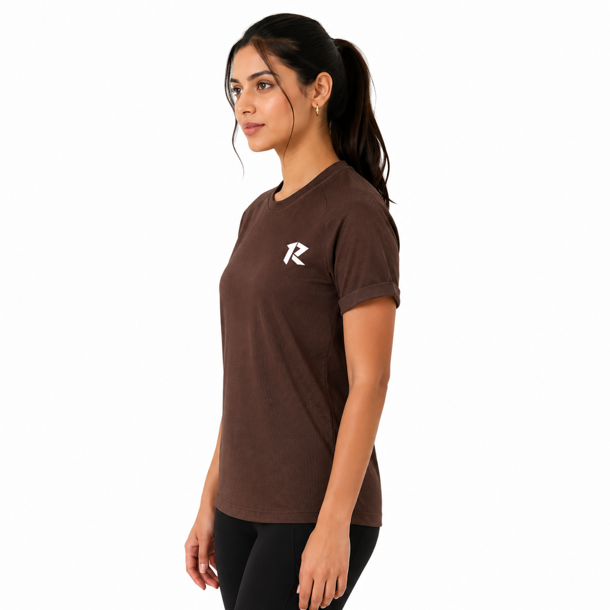 Women Mesh Performance Tee - Dark Brown