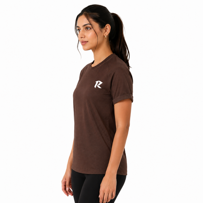 Women Mesh Performance Tee - Dark Brown