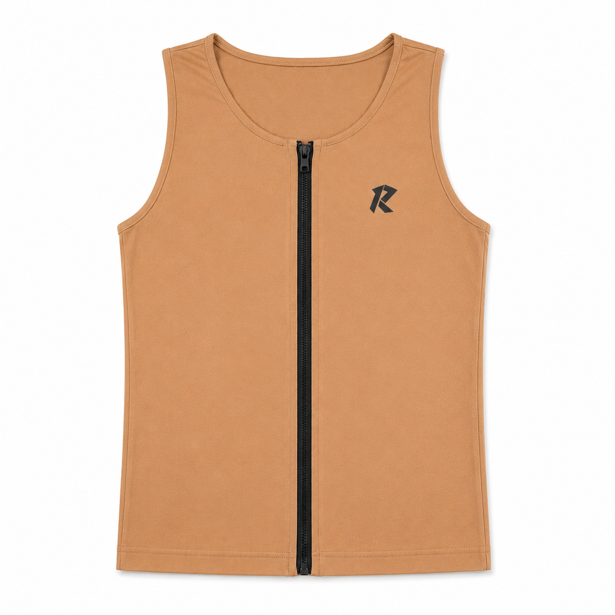 Women Sleeveless Performance Zipper Top - Caramel