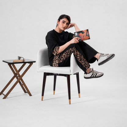 Women Co-ord Set - Oversized Shirt + Loose Trouser - Black