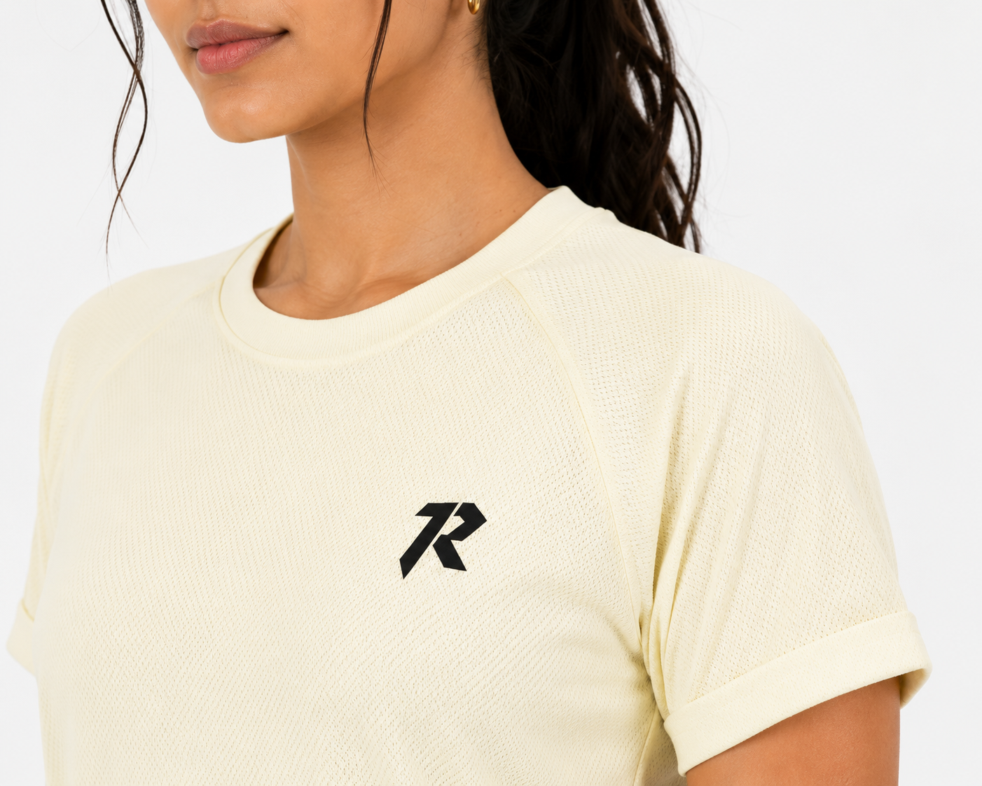 Women Mesh Performance Tee - Cream Yellow