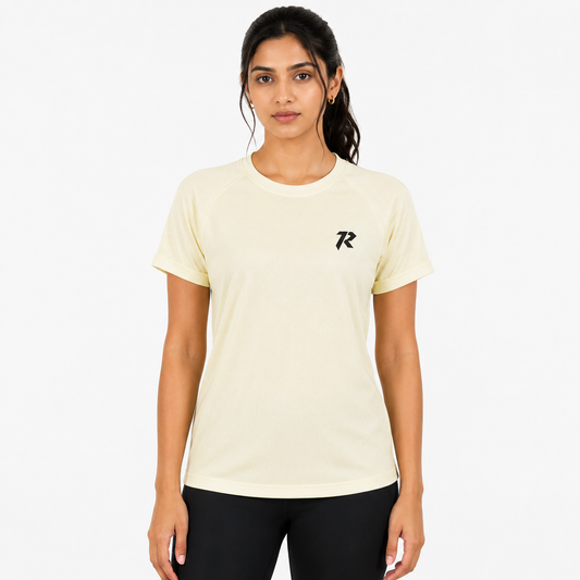 Women Mesh Performance Tee - Cream Yellow