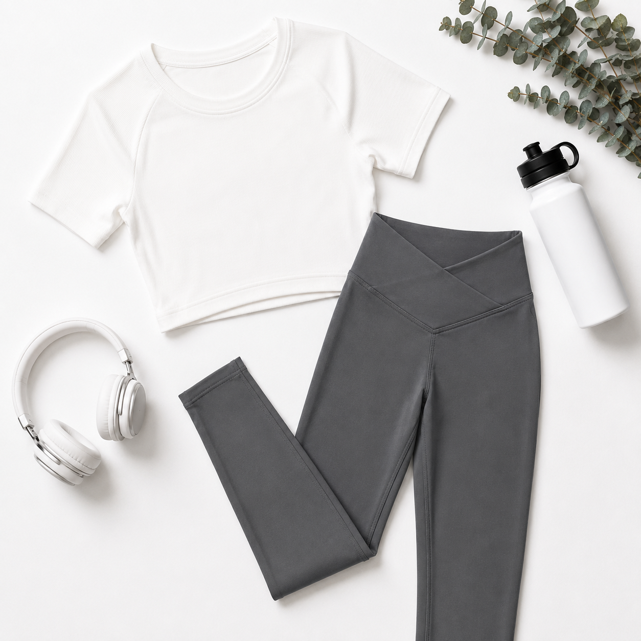 Women Basic Cross Belt Performance Leggings - Dark Grey