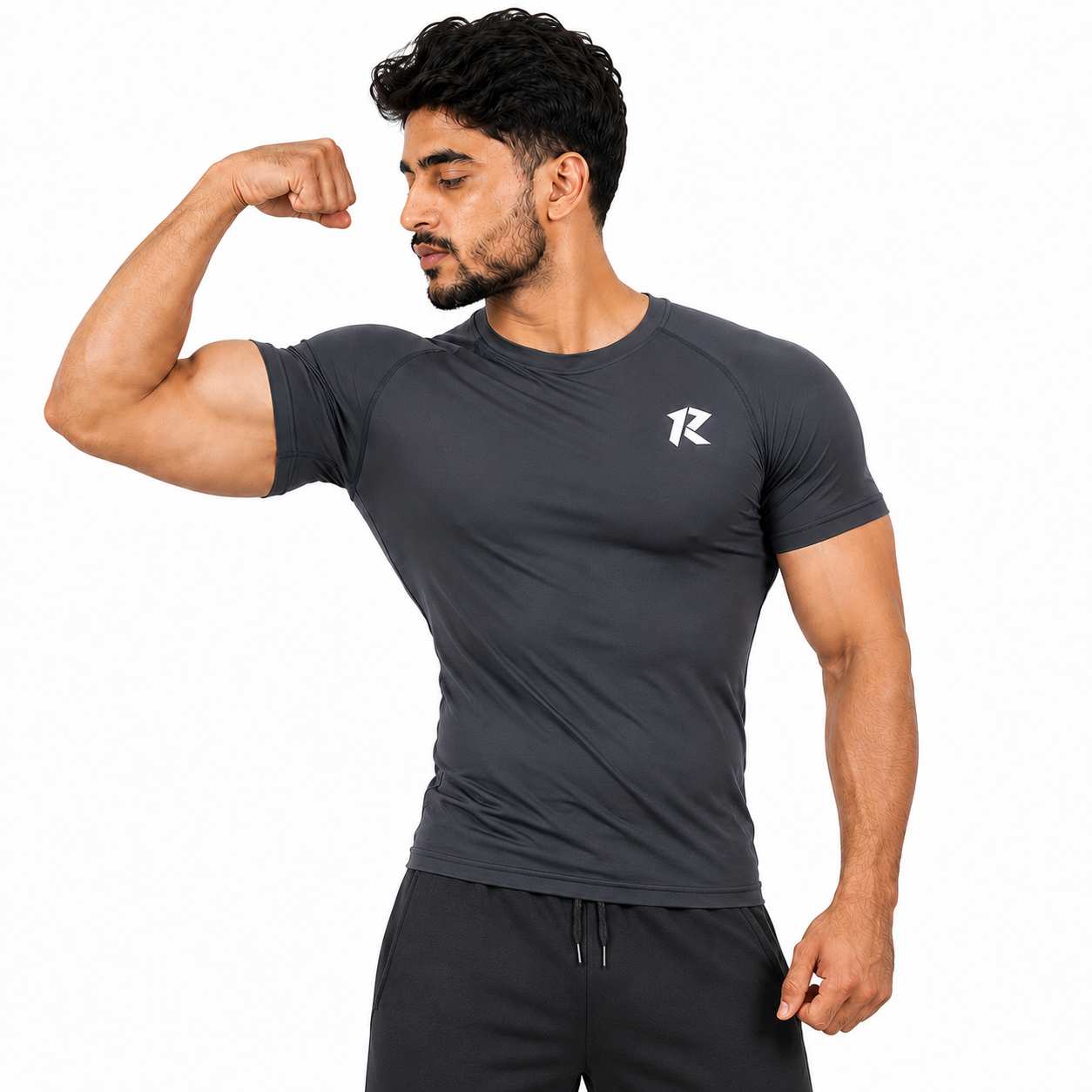 Drifit Raglan Sleeve Compression Shirt - Dark Grey