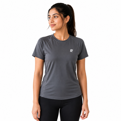 Women Drifit - 4 Way Stretch Performance Tee - Dark Grey