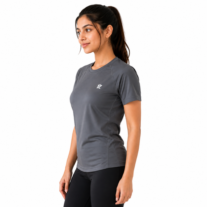Women Drifit - 4 Way Stretch Performance Tee - Dark Grey
