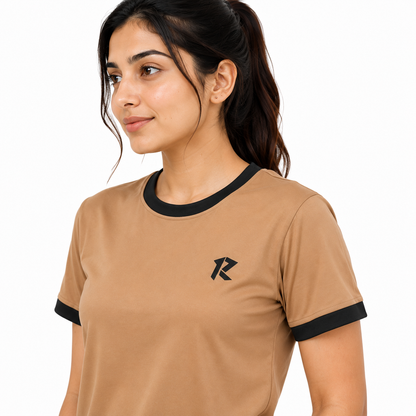 Summer Tracksuit Ribbed Sleeves - Fawn & Black