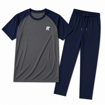 Summer Tracksuit Raglan Sleeves - Grey & Navy Blue