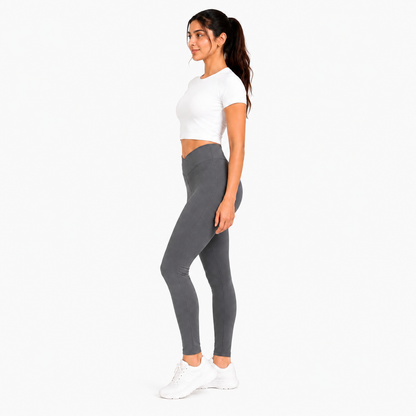 Women Basic Cross Belt Performance Leggings - Dark Grey