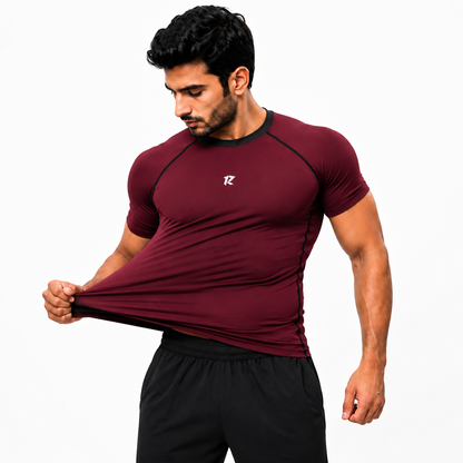 Contour Raglan Sleeve Compression Shirt - Maroon
