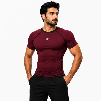Contour Raglan Sleeve Compression Shirt - Maroon