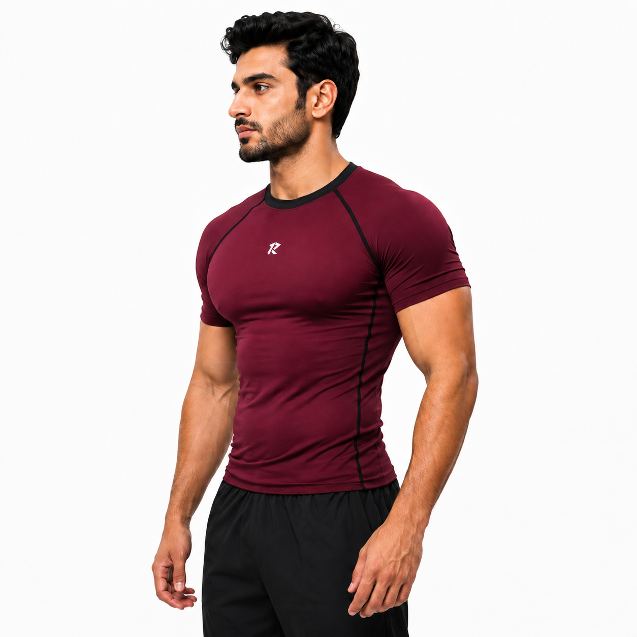 Contour Raglan Sleeve Compression Shirt - Maroon