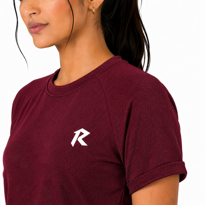 Women Mesh Performance Tee - Maroon