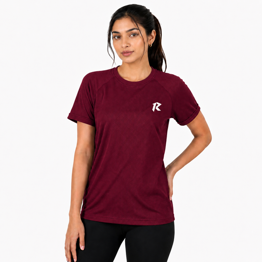 Women Mesh Performance Tee - Maroon
