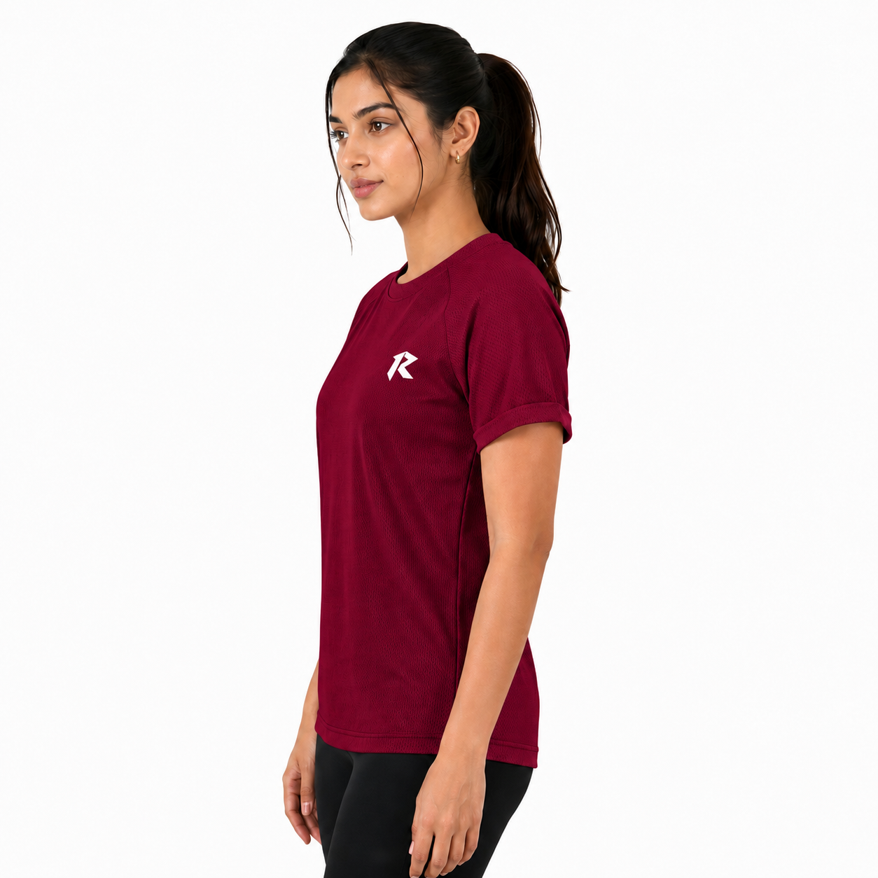 Women Mesh Performance Tee - Maroon