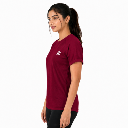 Women Mesh Performance Tee - Maroon