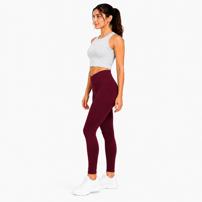 Women Basic Cross Belt Performance Leggings - Maroon