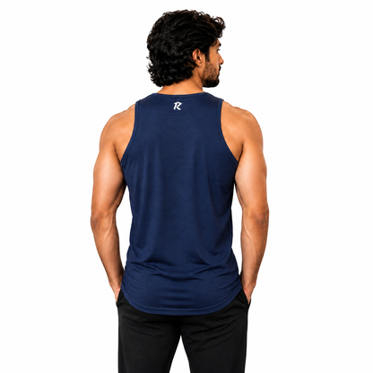 Grill Mesh Modern Tank Top - Navy Blue