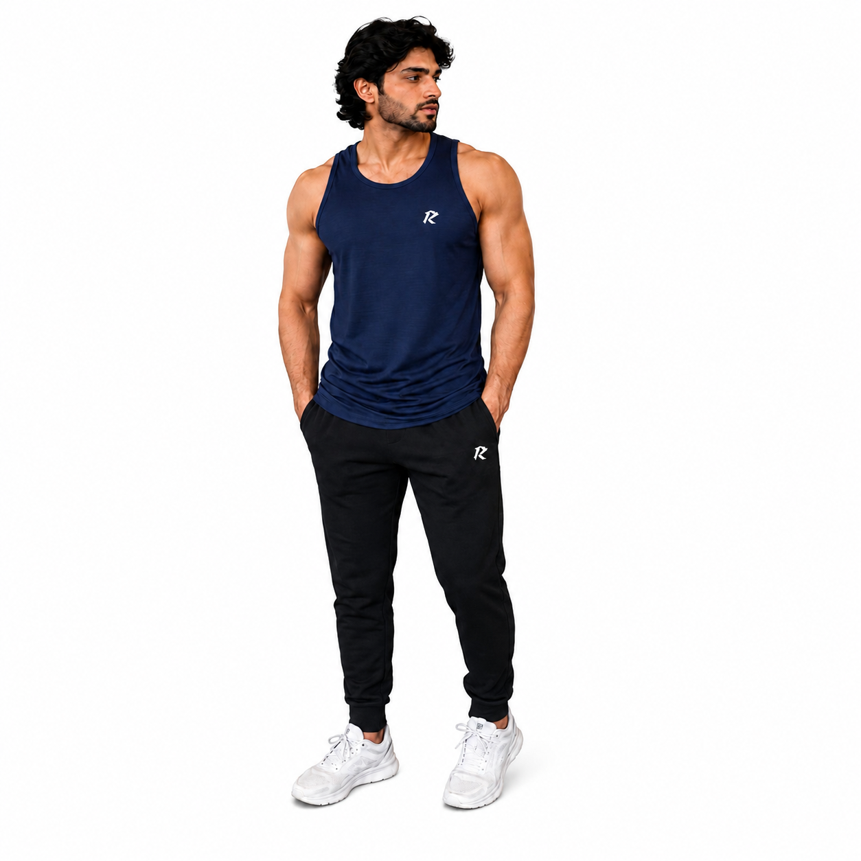 Grill Mesh Modern Tank Top - Navy Blue