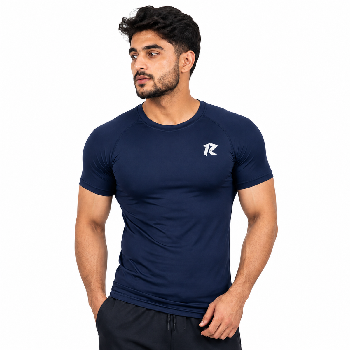 Drifit Raglan Sleeve Compression Shirt - Navy Blue