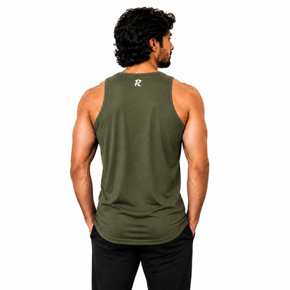 Grill Mesh Tank Top - Olive Green