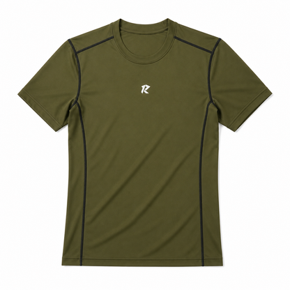 Contour Round Sleeve Compression Shirt - Olive