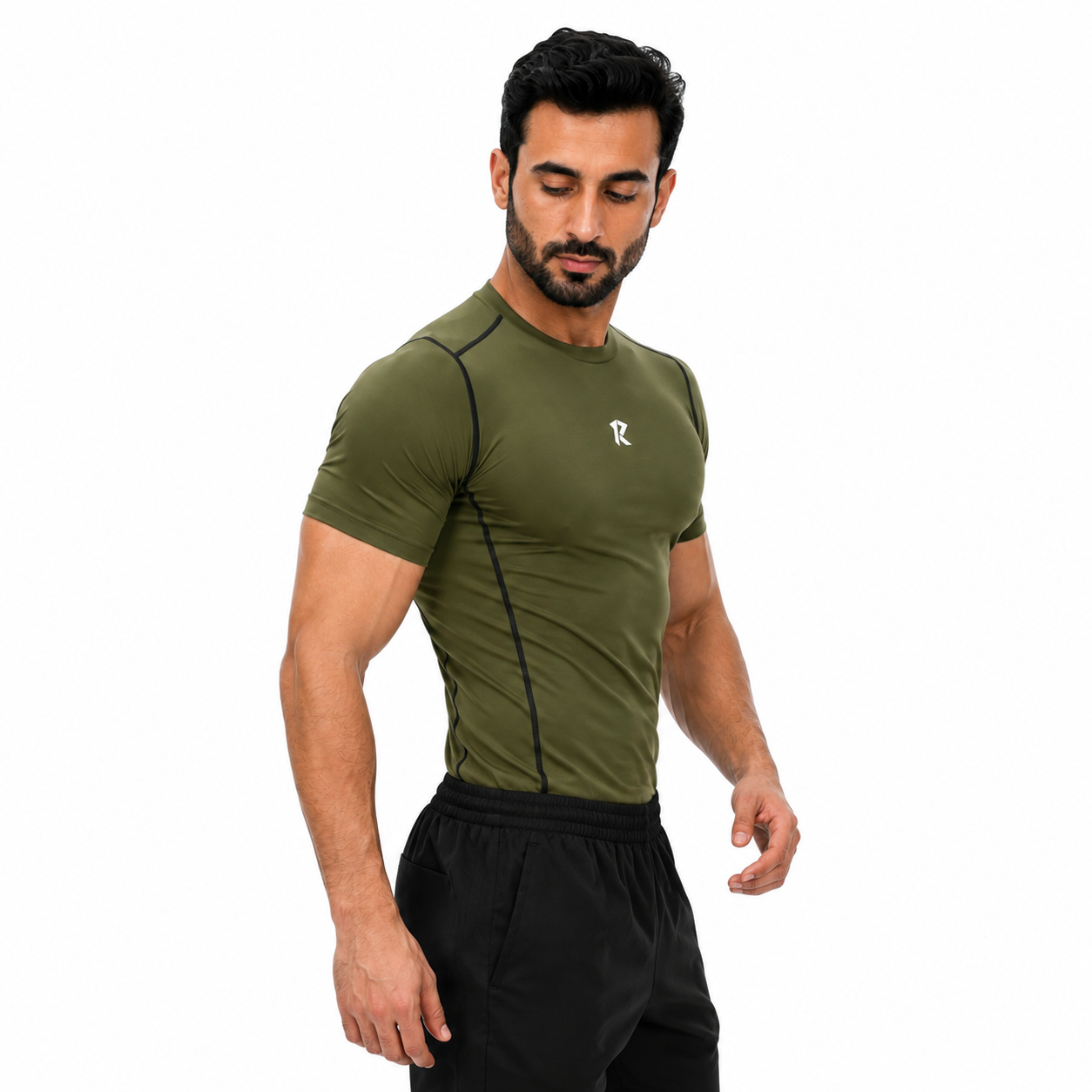 Contour Round Sleeve Compression Shirt - Olive