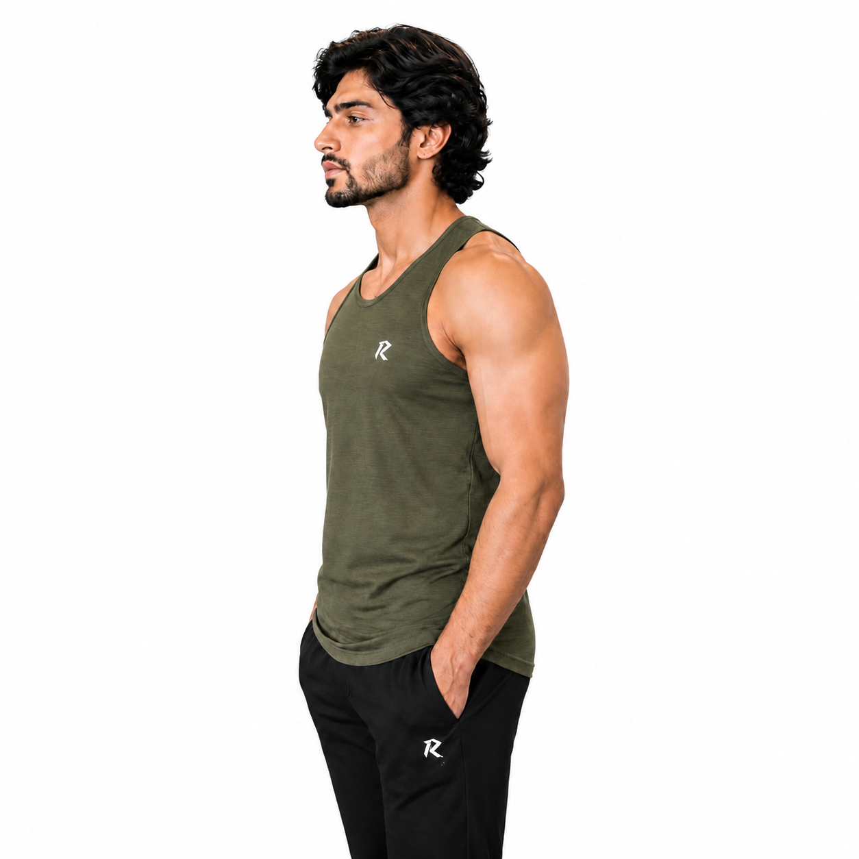 Grill Mesh Tank Top - Olive Green