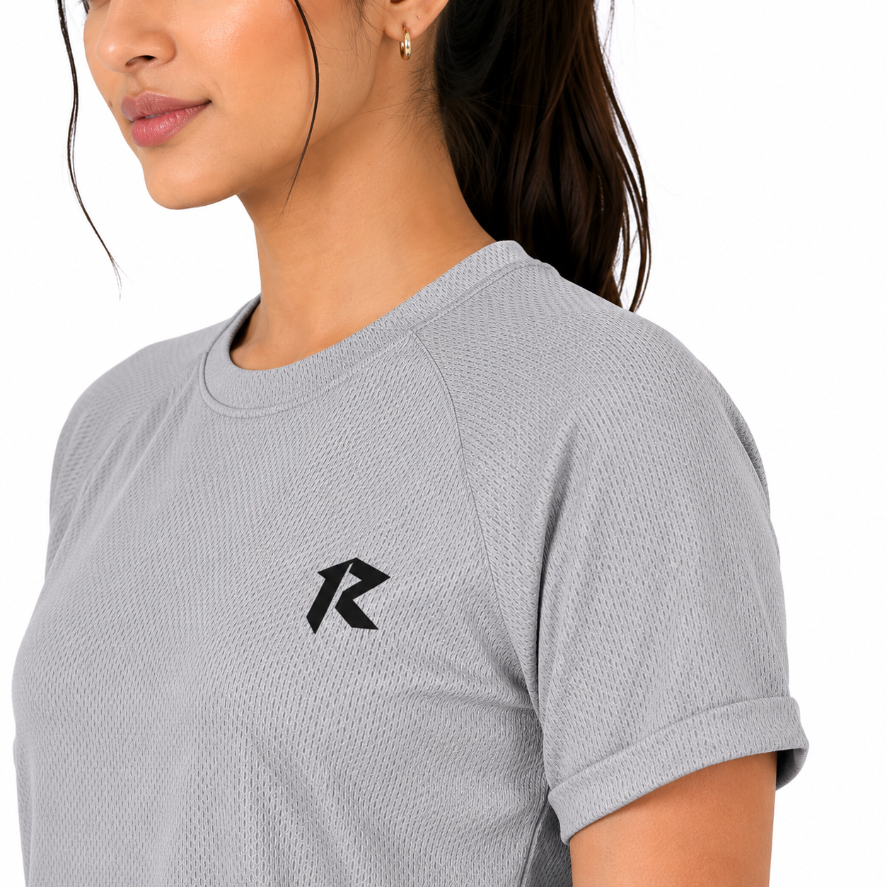 Women Mesh Performance Tee - Silver Grey