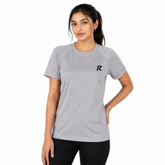 Women Mesh Performance Tee - Silver Grey