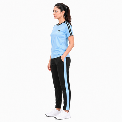 Summer Two Liner Panel Tracksuit - Sky Blue & Black
