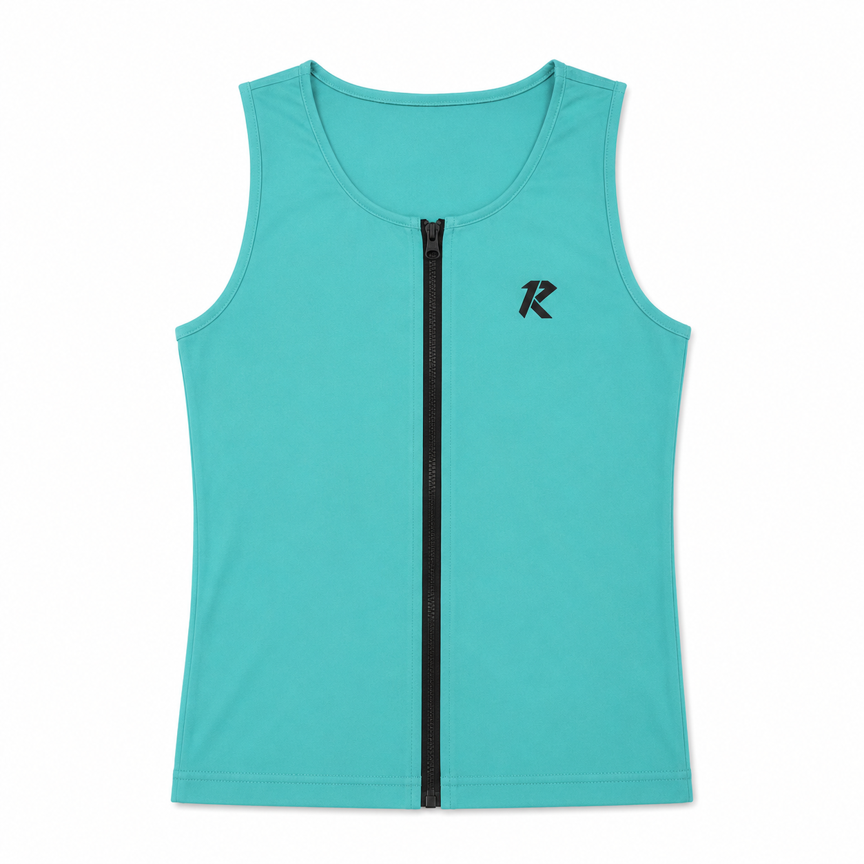 Women Sleeveless Performance Zipper Top - Turquoise