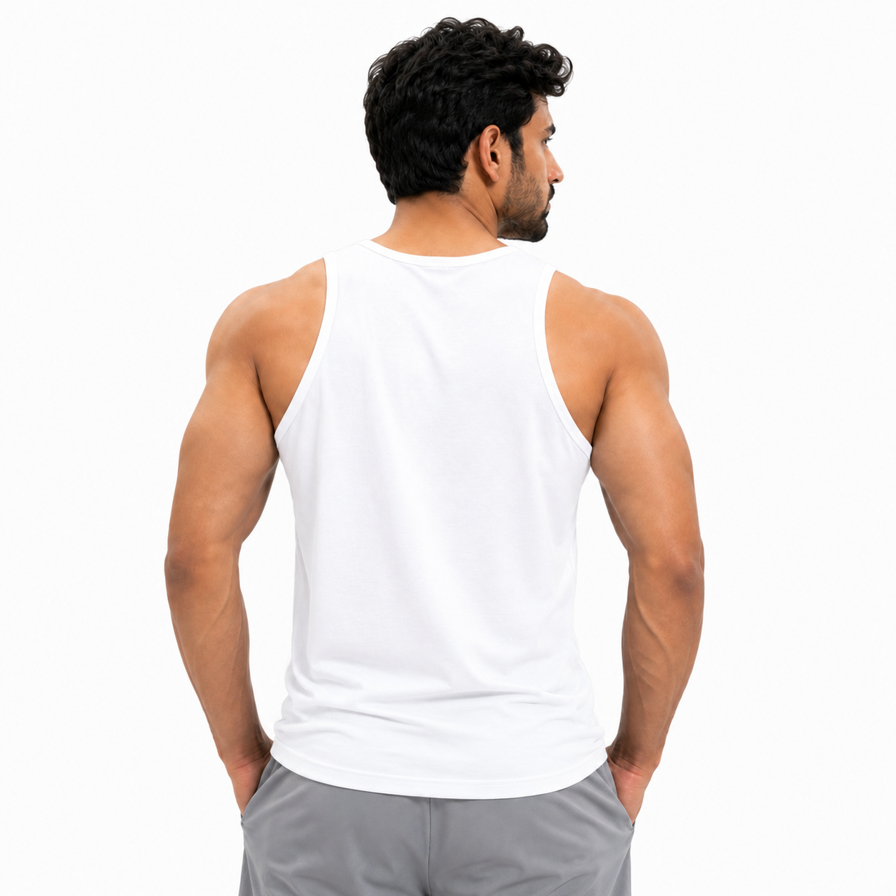 Cotton Spandex Tank Top - White